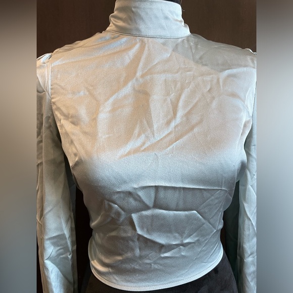 Satin High Neck Backless Blouse - Picture 11 of 13